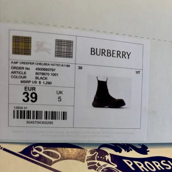 Burberry Black Creeper Chelsea Boots Men's size 39 EUR, UK 5, US 6 Unisex style - Picture 4 of 7